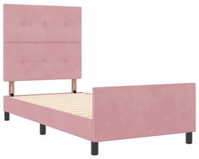 Estrutura de Cama vidaXL Rosa 90x200 cm Veludo