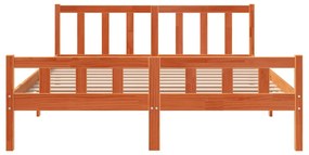 Cama sem colchão 150x200 cm madeira pinho maciça castanho-mel