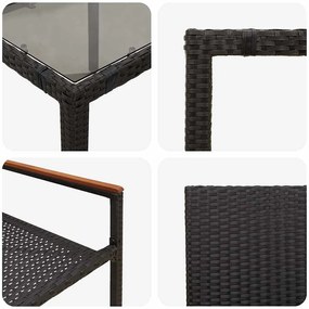 Conjunto de Jantar para Jardim vidaXL de 5 Peças Preto Rattan Poli