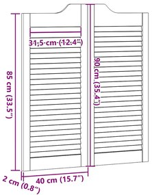 Portas de batente design de persiana 1-Par 90x80cm pinho maciço