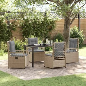 vidaXL Conjunto de jantar de jardim 5 peças bege em polyrattan.