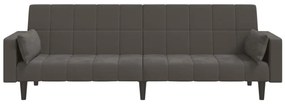 Sofá-cama 2 lugares com duas almofadas veludo cinzento-escuro