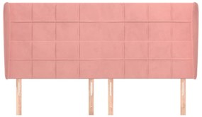 Cabeceira cama c/ abas veludo 203x23x118/128 cm rosa