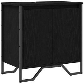 Armário para Lavatório de Casa de Banho Carvalho Preto 60x35x60 cm Mad