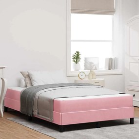 vidaXL Cama box spring com colchão Rosa 120 x 200 cm Veludo