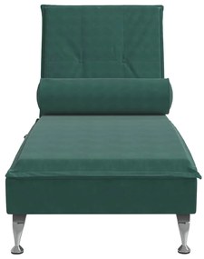 Chaise lounge de massagem com rolo tecido verde-escuro