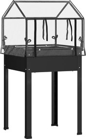 Outsunny Canteiro Elevado com Teto de Estufa, Caixa Elevada para Plantas com Furos de Drenagem, 60 x 60 x 120 cm, Preto | Aosom Portugal
