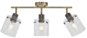 Foco de teto de design bronze com vidro transparente 3 luzes - Domo Moderno
