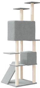 Árvore p/ gatos c/ postes arranhadores sisal 153 cm cinza-claro