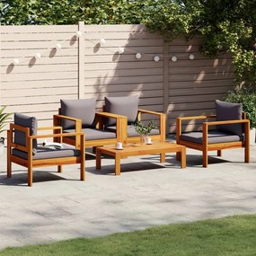 vidaXL 5 pcs conjunto de sofás de jardim com almofadões acácia maciça