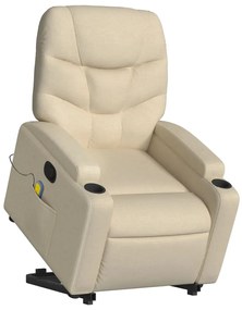 Poltrona elevatória de massagens tecido cor creme
