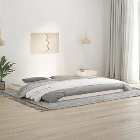 Estrutura de cama 200x200 cm madeira de pinho maciça branco