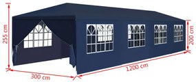 Tenda de jardim 3x12 m azul