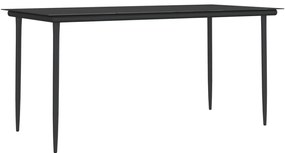7 pcs conjunto de jantar p/ jardim c/ almofadões vime PE e aço