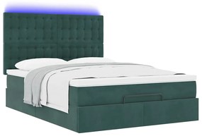 Estrutura cama otomana colchões 140x200 cm veludo verde escuro