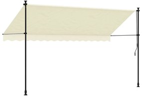 Toldo retrátil 350x150 cm tecido e aço cor creme