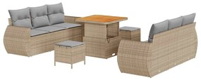 Conjunto de Sofás de Jardim vidaXL de 9 Peças com Almofadas Bege Polir