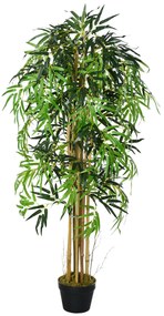 Outsunny Bambu Artificial 150cm com Vaso Decorativo Planta Sintética Realística Ø18x150 cm Verde