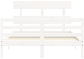 Estrutura de cama com cabeceira 120x200cm madeira maciça branco