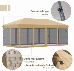 Tenda para Festas 6x3 m Tenda de Jardim com 6 Mosquiteiros Bolsa de Tr