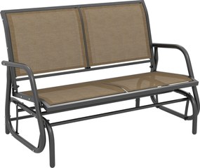 Outsunny Banco de Balanço 2 Lugares para Jardim em Metal e Texteline, 120x70x85 cm, Castanho Claro | Aosom Portugal