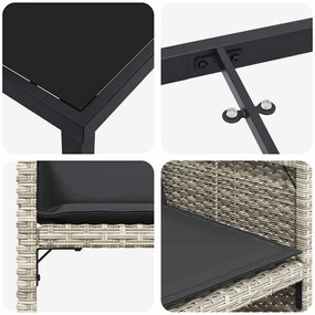 Conjunto de Jantar de Jardim com Almofadas Cinza Claro Rattan Poly