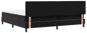 Cama Box Spring vidaXL com Colchão Preto 200x200 cm Veludo