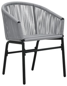 3 pcs conjunto de bistrô com almofadões vime PE cinzento