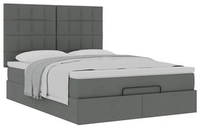 Estrutura cama otomana colchão 140x200cm tecido cinzento escuro
