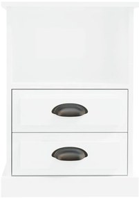 Mesas de cabeceira 2 pcs 43x36x60 cm branco brilhante