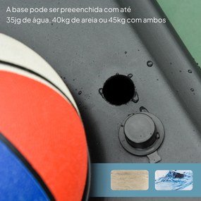 Cesto de Basquetebol para Exterior Altura Ajustável 160-210 cm com Rodas e Base Preenchível 76x48x254 cm Preto