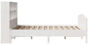 Cama com estante sem colchão 120x190 cm pinho maciço branco