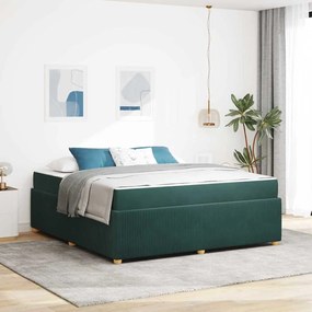 vidaXL Estrutura da Cama com colchão Verde Escuro 180 x 200 cm tecido
