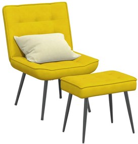 vidaXL Cadeira de relaxamento com banco em veludo amarelo