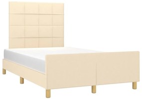 Estrutura de cama sem colchão 120x190 cm tecido creme