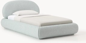 Cama de solteiro estofada em bouclé com arrumação Alba