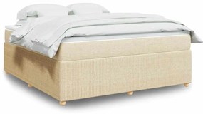 vidaXL Cama com molas/colchão 180x200 cm tecido cor creme