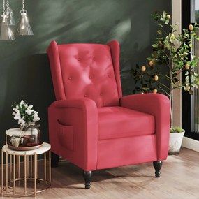 vidaXL Poltrona reclinável veludo vermelho tinto