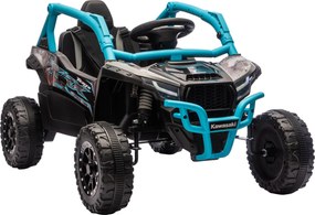 Carro Elétrico para Crianças 12V Kawasaki Teryx KRX 1000 com 2 Motores Faróis e USB 100x64x56 cm Azul