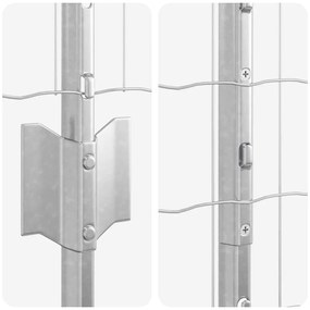 Cercas Euro com 22 Postes Prateados 1x25 m Aço