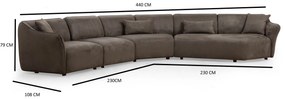 Sofá de Canto Mentis – Castanho – 440 cm x 108 cm x 79 cm