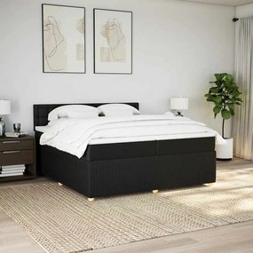 Cama com molas/colchão 200x200 cm tecido preto