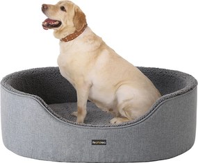 Cama para cães com almofada reversível 92 x 72 x 27 cm cinzento