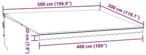 Toldo retrátil automático 500x300 cm castanho
