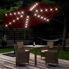 Guarda-sol solar cantilever LED Haiti Ø300cm Proteção UV 80+ vermelho