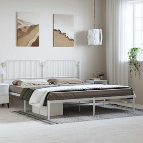 Estrutura de cama com cabeceira 183x213 cm metal branco