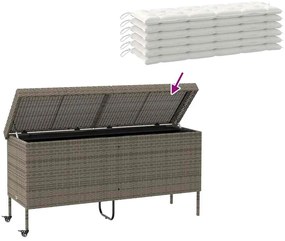 Caixa de arrumação com rodas 160x55x75 cm vime PE cinzento