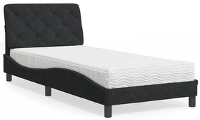 Cama com colchão 90x200 cm veludo preto