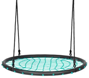 Baloiço Infantil Rede Redonda com Cordas Ajustáveis Ideal para Parque Infantil Jardim de Árvores 100 cm Verde