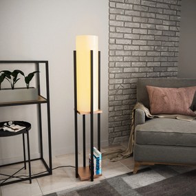 Candeeiro de Pé Shelf Lamp – Preto e Cobre – 25 x 25 x 130 cm